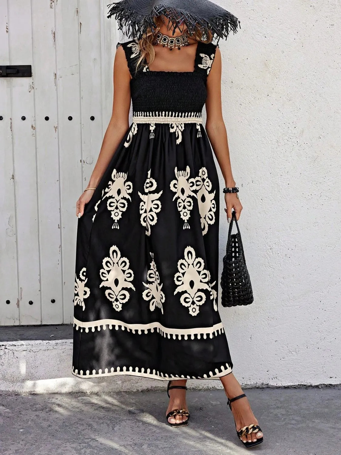She Wears Glory “Clothed in Praise” Smocked Wide Strap Maxi Dress - She Wears Glory Beverly Hills