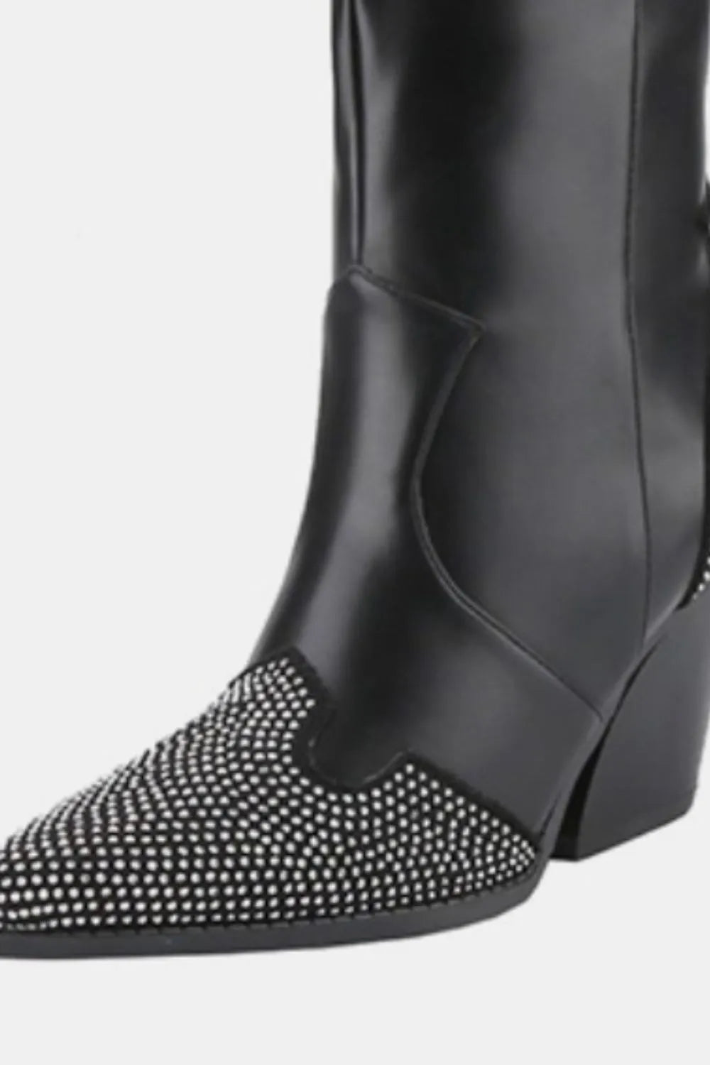 She Wears Glory™ Chunky Heel Rhinestone Decor Western Boots - She Wears Glory Beverly Hills