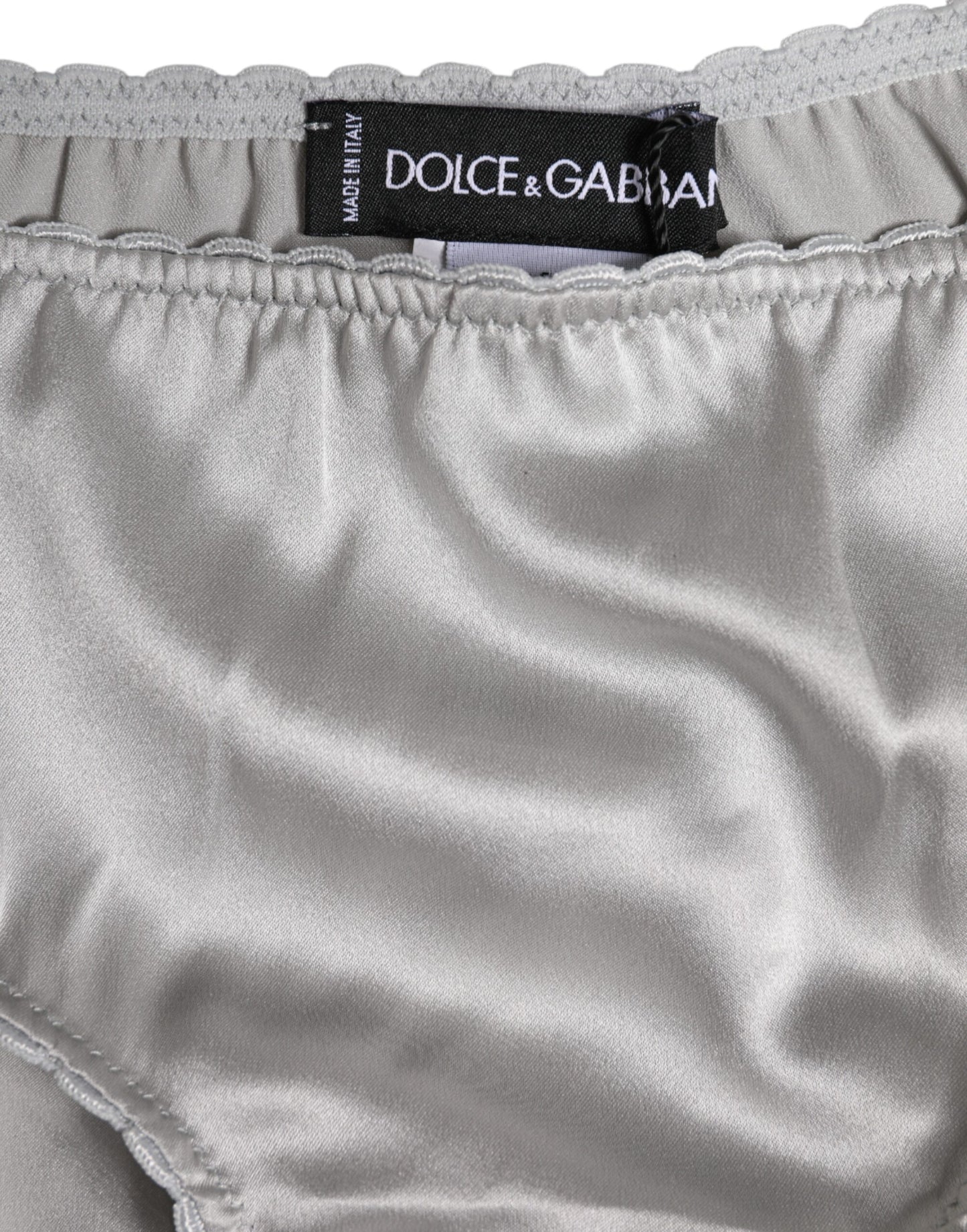 Dolce & Gabbana Gray Silk Stretch Bottom Low Waist Panty Underwear