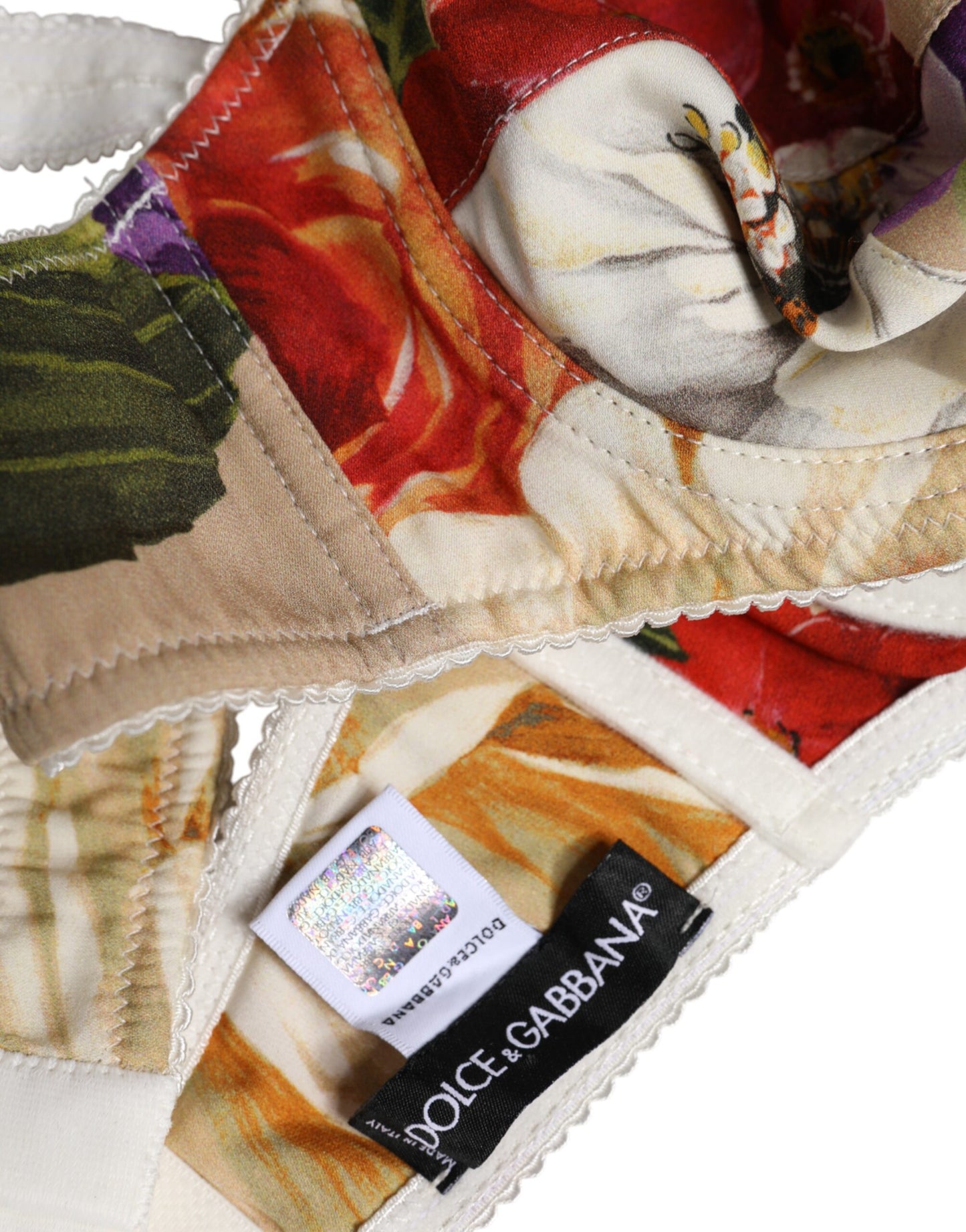 Dolce & Gabbana Beige Floral Balconcino Underwired Bra Underwear