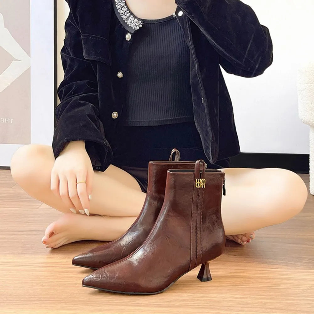 She Wears Glory™ Point Toe Kitten Heels Boots - She Wears Glory Beverly Hills