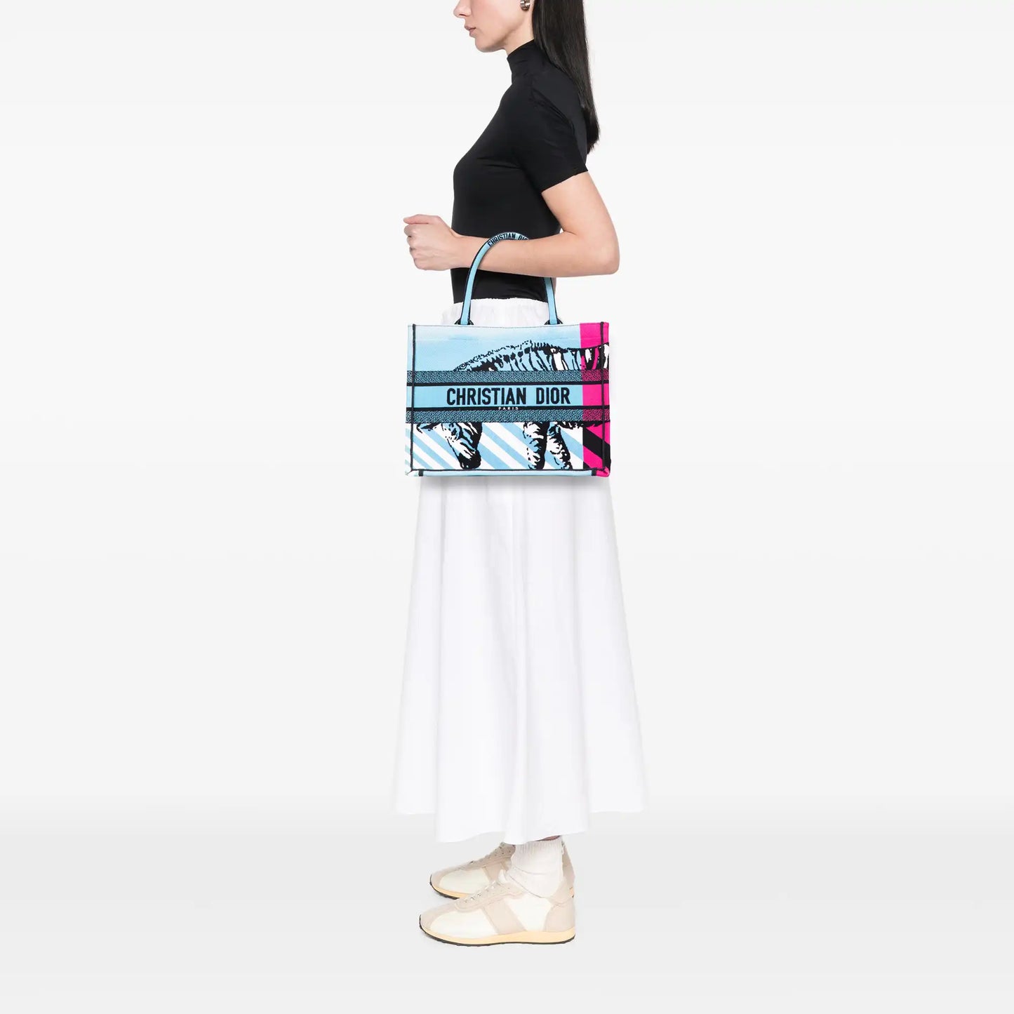 Dior Medium Embroidered Canvas Zebra D Jungle Pop Book Tote