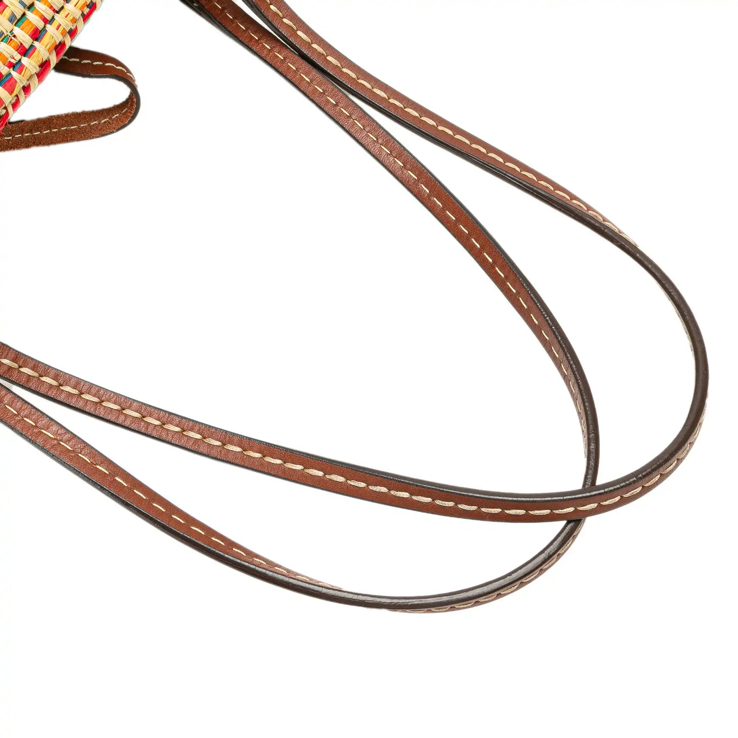 Prada Vitello Trimmed Raffia Paglia Basket Bag