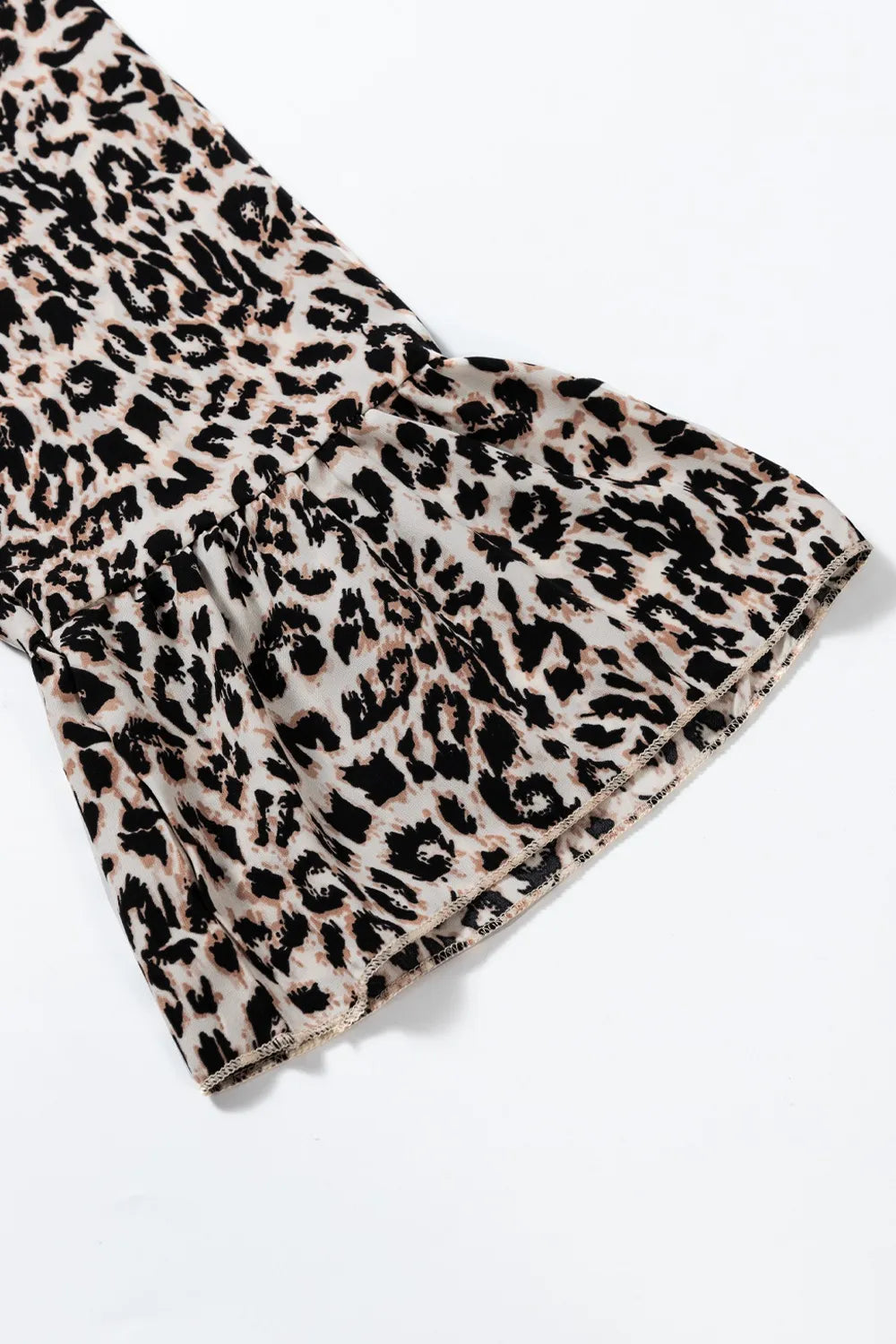 She Wears Glory “Jael” Leopard Notched Long Sleeve Maxi Dress - She Wears Glory Beverly Hills