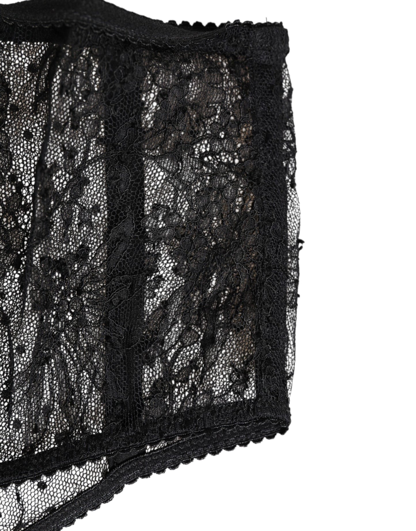Dolce & Gabbana Black Lace Polka Dot Mesh High Waist Underwear
