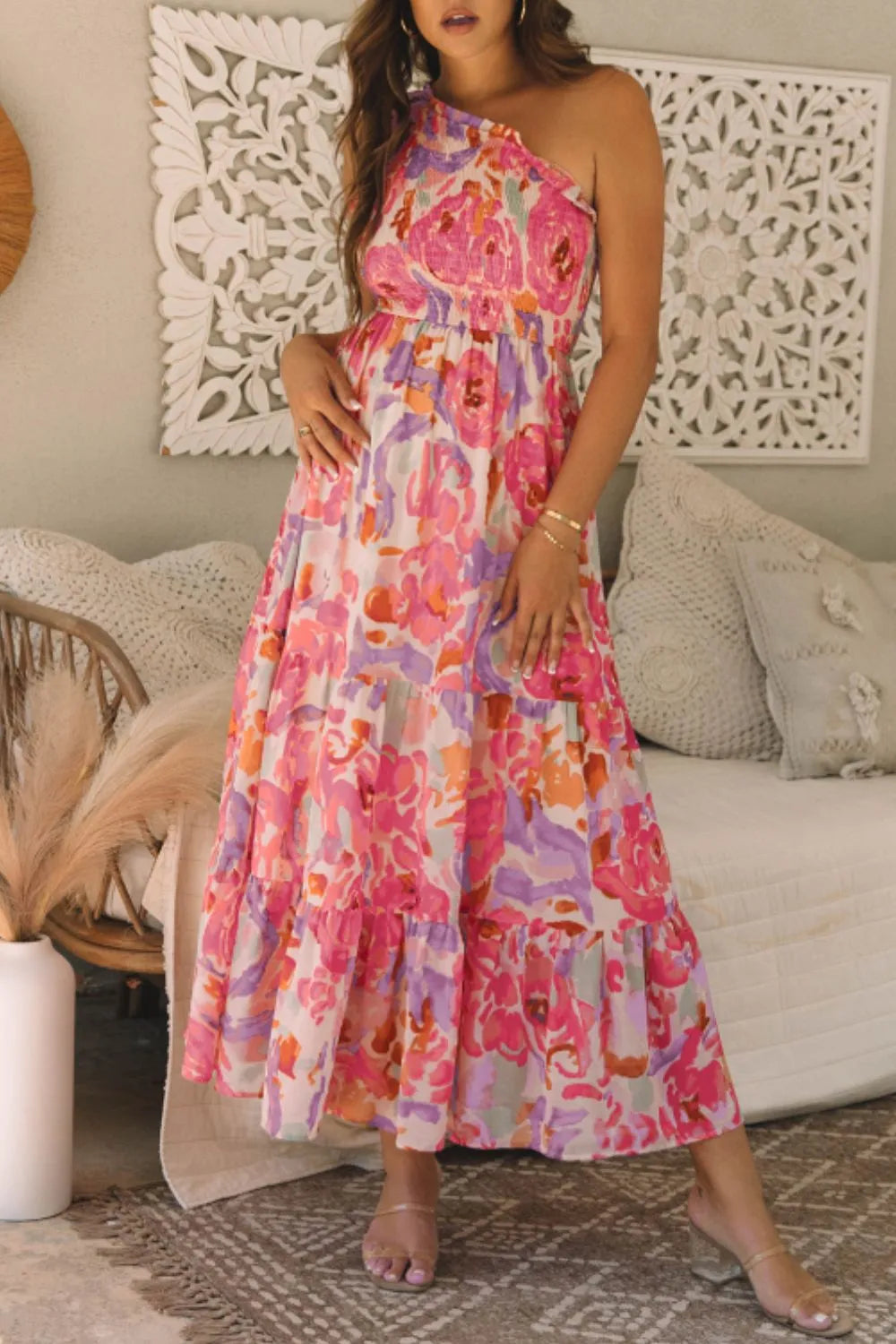 She Wears Glory “Heaven’s Embrace” One-Shoulder Floral Maxi Dress - She Wears Glory Beverly Hills