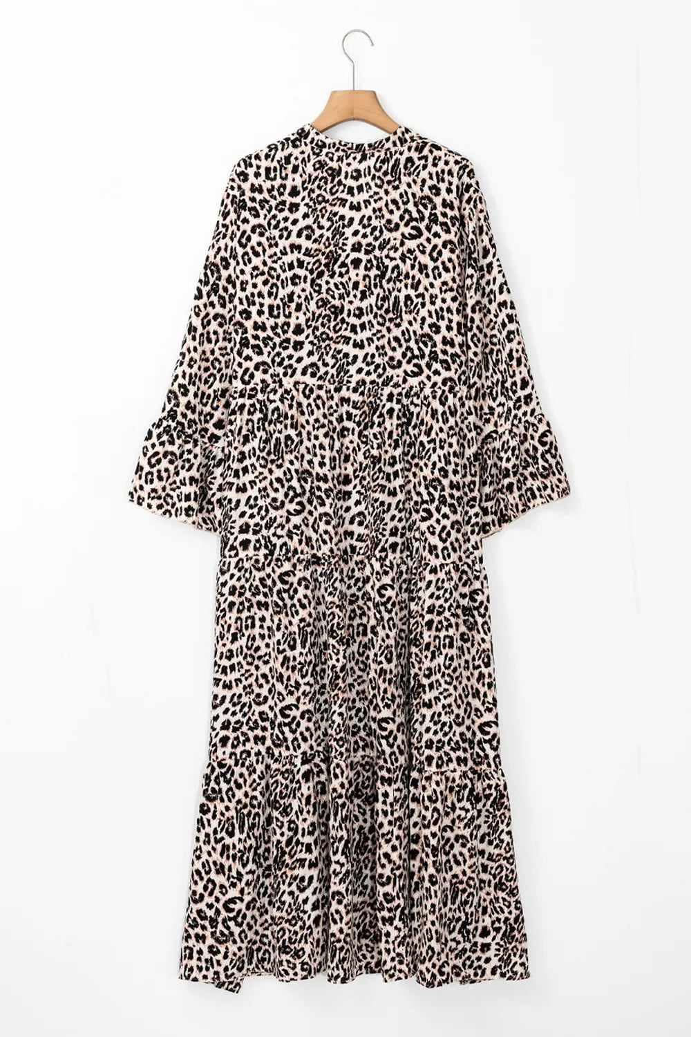 She Wears Glory “Jael” Leopard Notched Long Sleeve Maxi Dress - She Wears Glory Beverly Hills