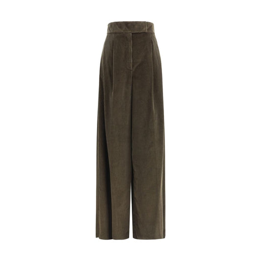 Max Mara Green Cotton Casual Pants