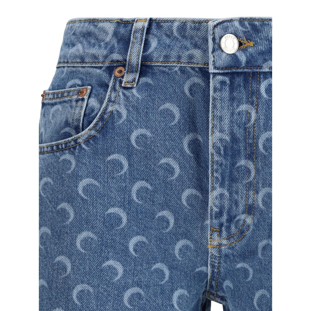 Marine Serre Light Blue Cotton Straight-Leg Jeans
