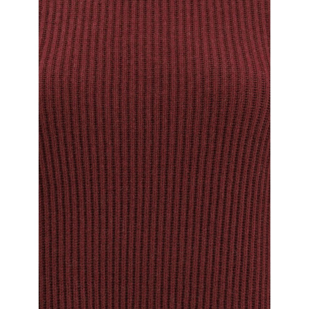 Brunello Cucinelli Bordeaux Fleece Wool Casual Dress