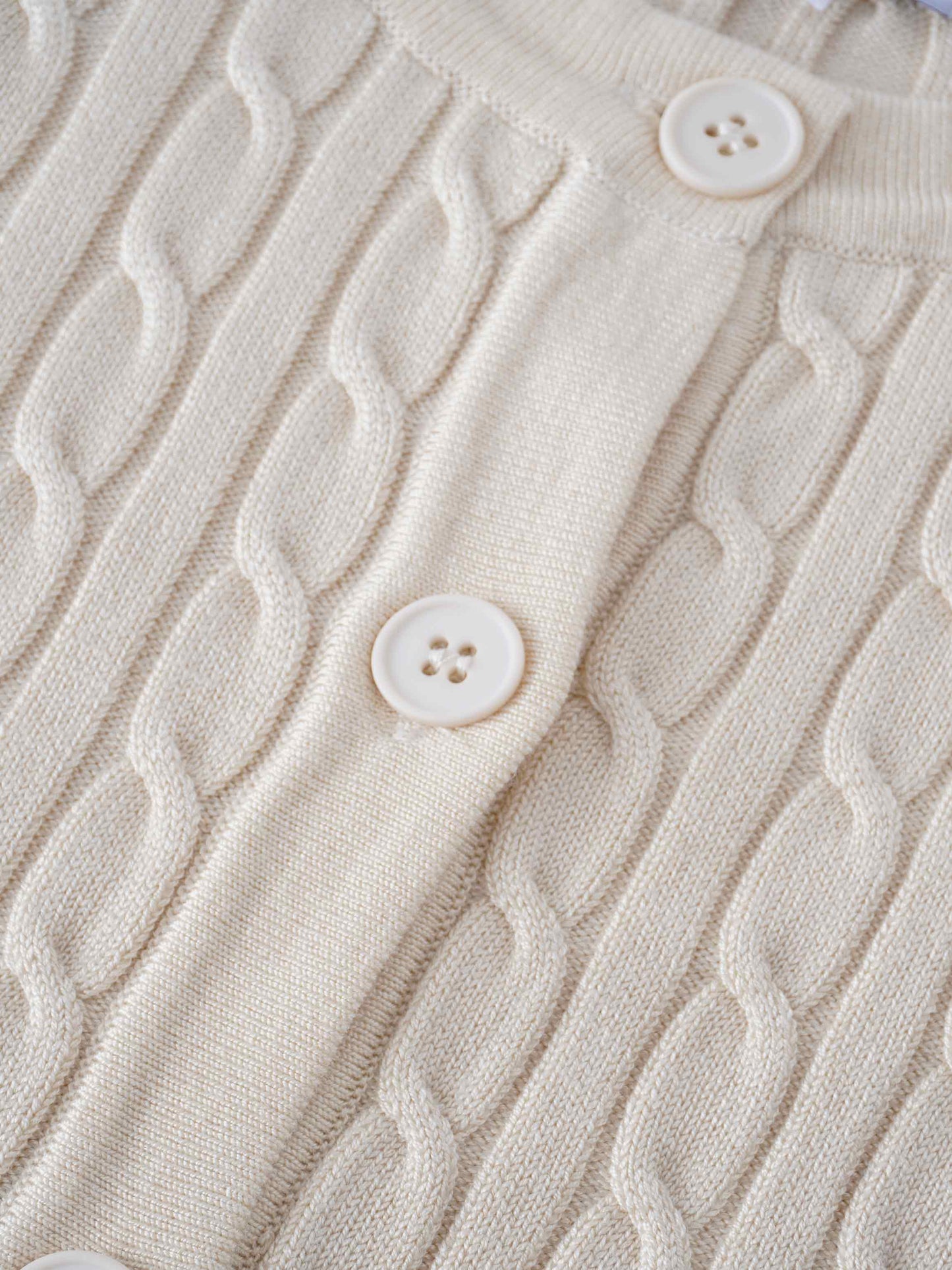 Cable Knit Crew Cardigan-Ivory-3