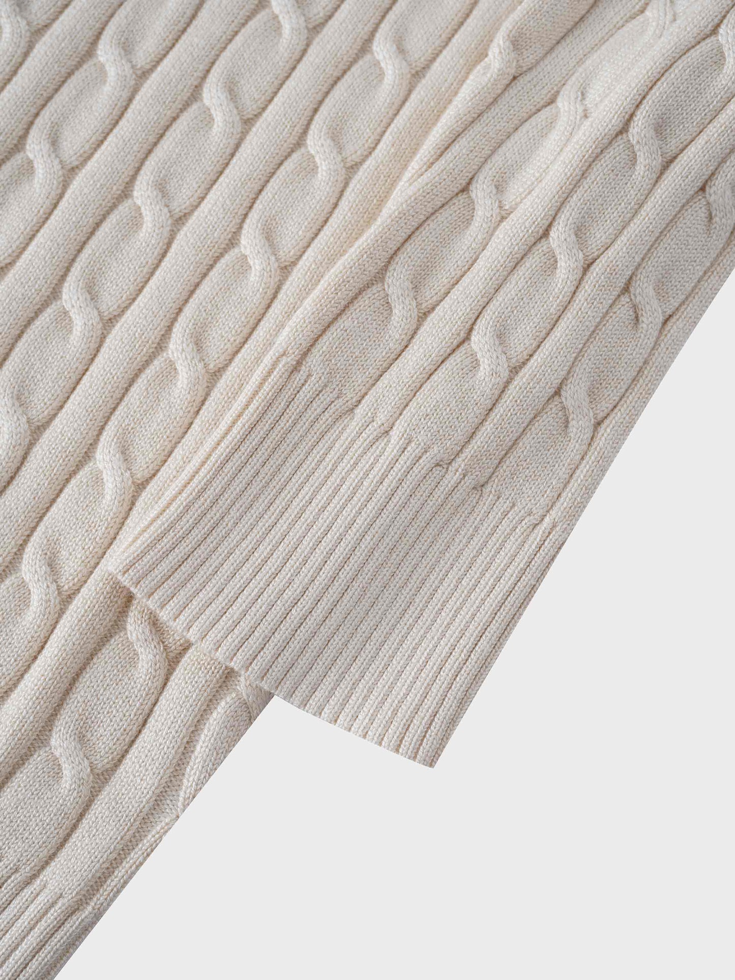 Cable Knit Crew Cardigan-Ivory-4