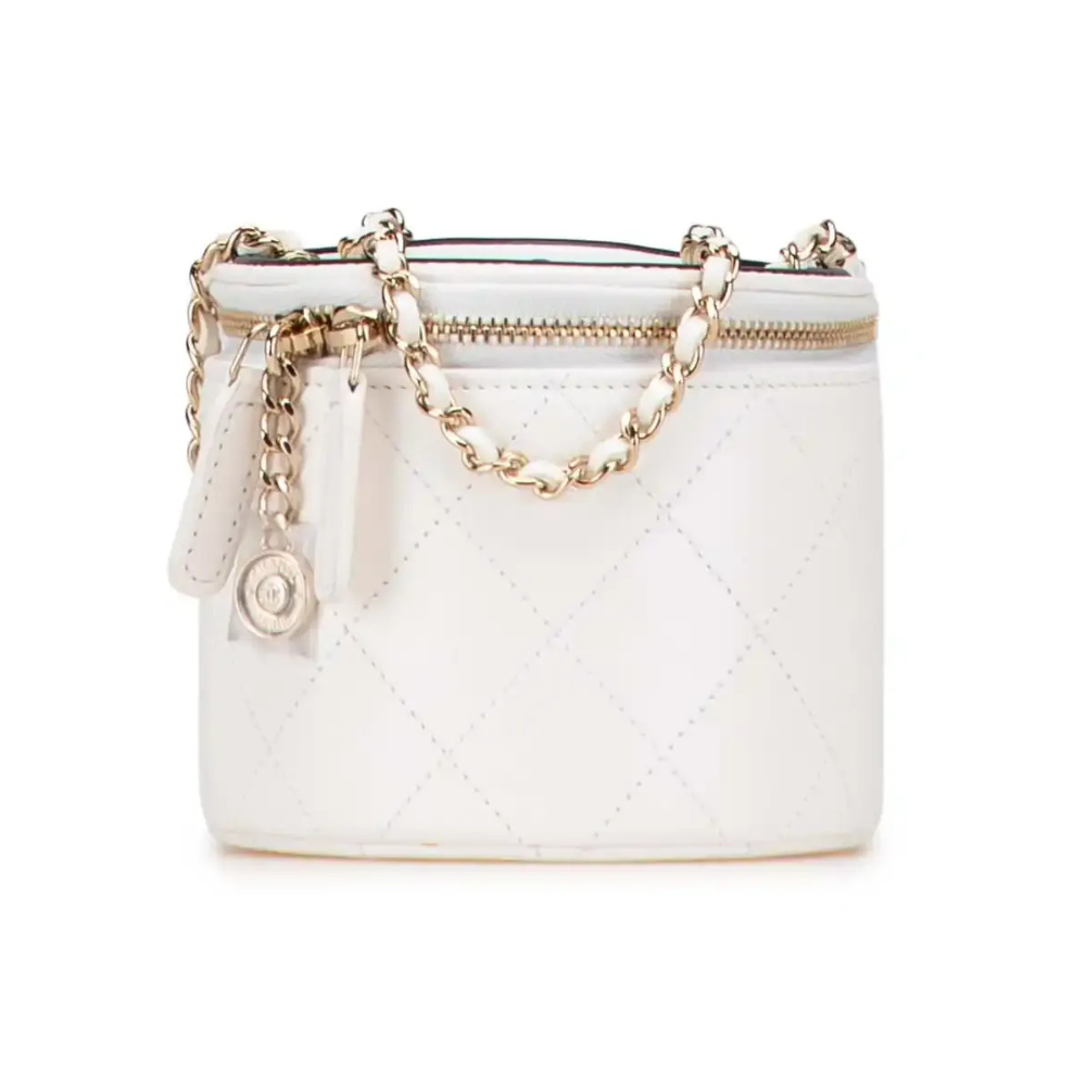 Chanel Quilted Lambskin Leather Chain and Charm Vanity Case