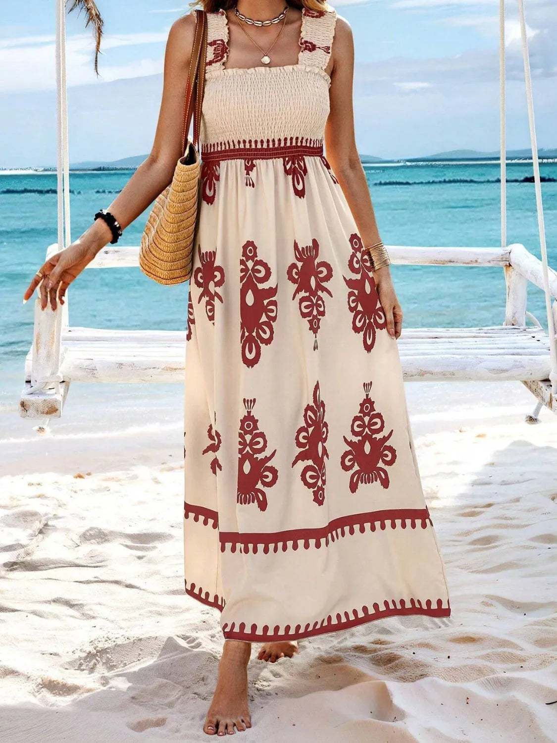 She Wears Glory “Clothed in Praise” Smocked Wide Strap Maxi Dress - She Wears Glory Beverly Hills