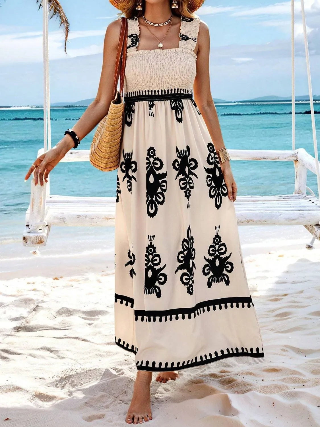 She Wears Glory “Clothed in Praise” Smocked Wide Strap Maxi Dress - She Wears Glory Beverly Hills