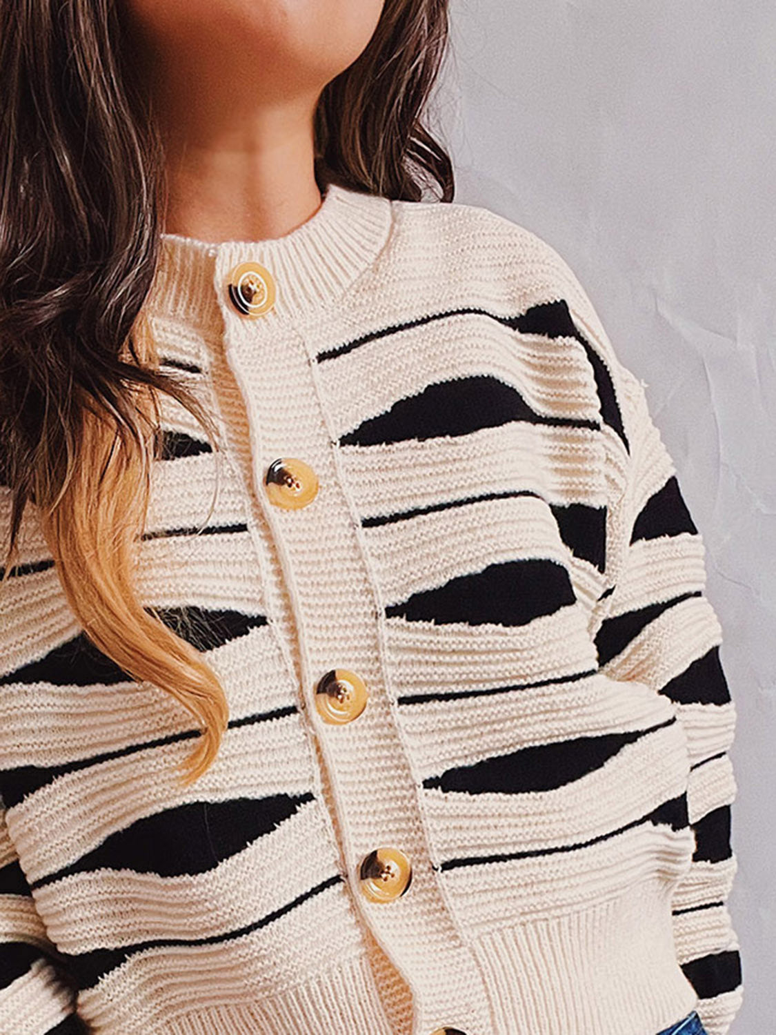 She Wears Glory™ Color Block Button Front Cardigan - She Wears Glory Beverly Hills