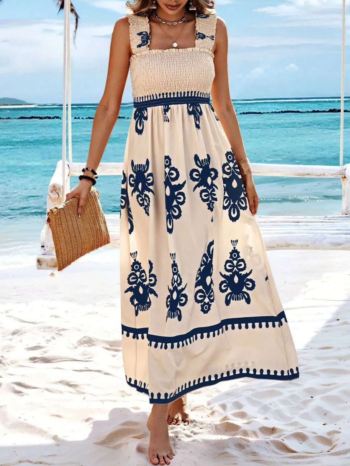 She Wears Glory “Clothed in Praise” Smocked Wide Strap Maxi Dress - She Wears Glory Beverly Hills