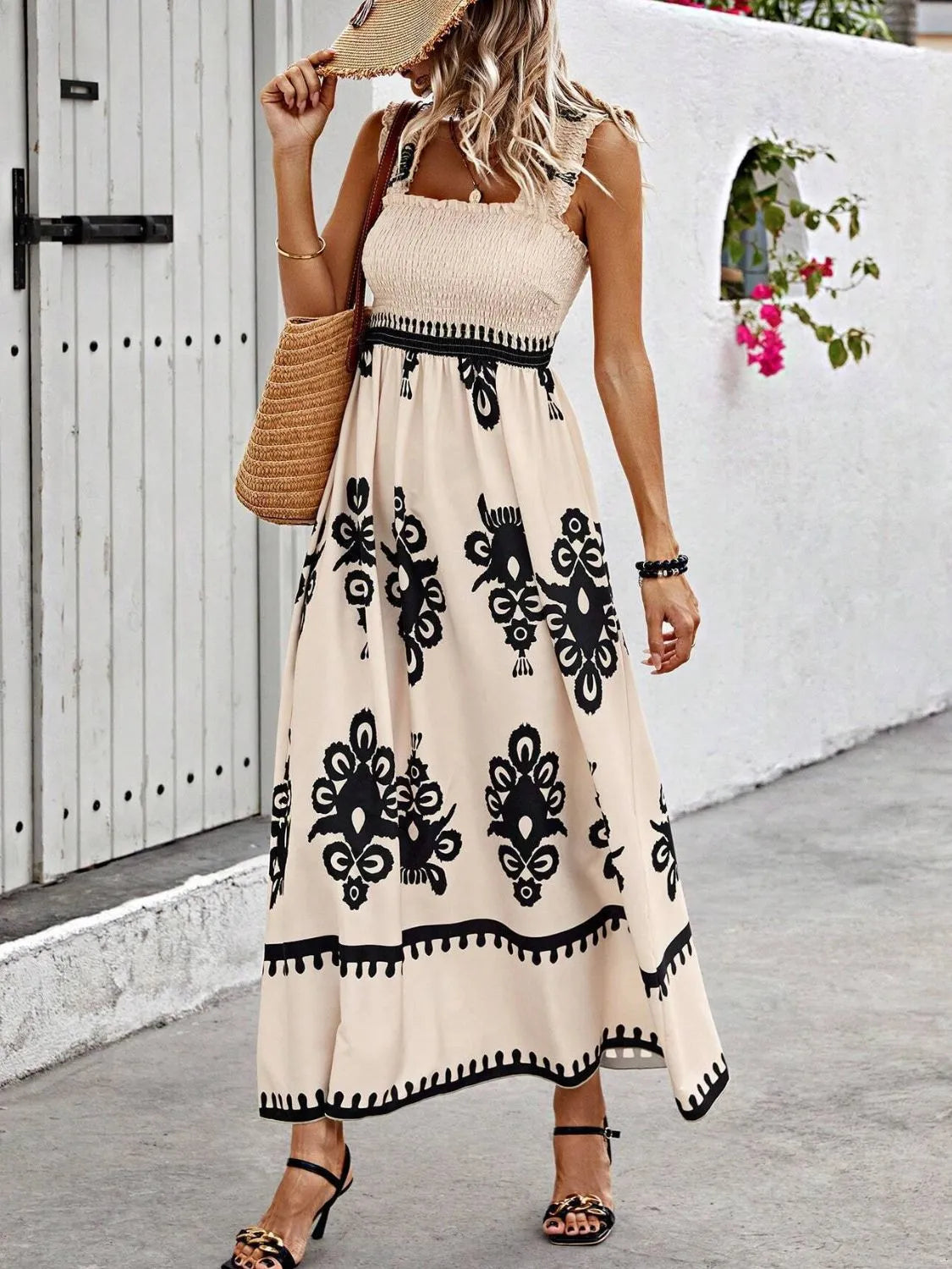 She Wears Glory “Clothed in Praise” Smocked Wide Strap Maxi Dress - She Wears Glory Beverly Hills