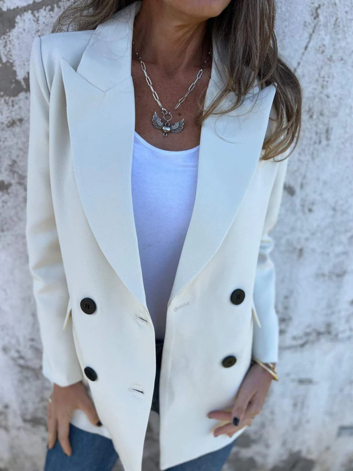 She Wears Glory “Mantled with Grace” Full-Length Collared Blaze - She Wears Glory Beverly Hills