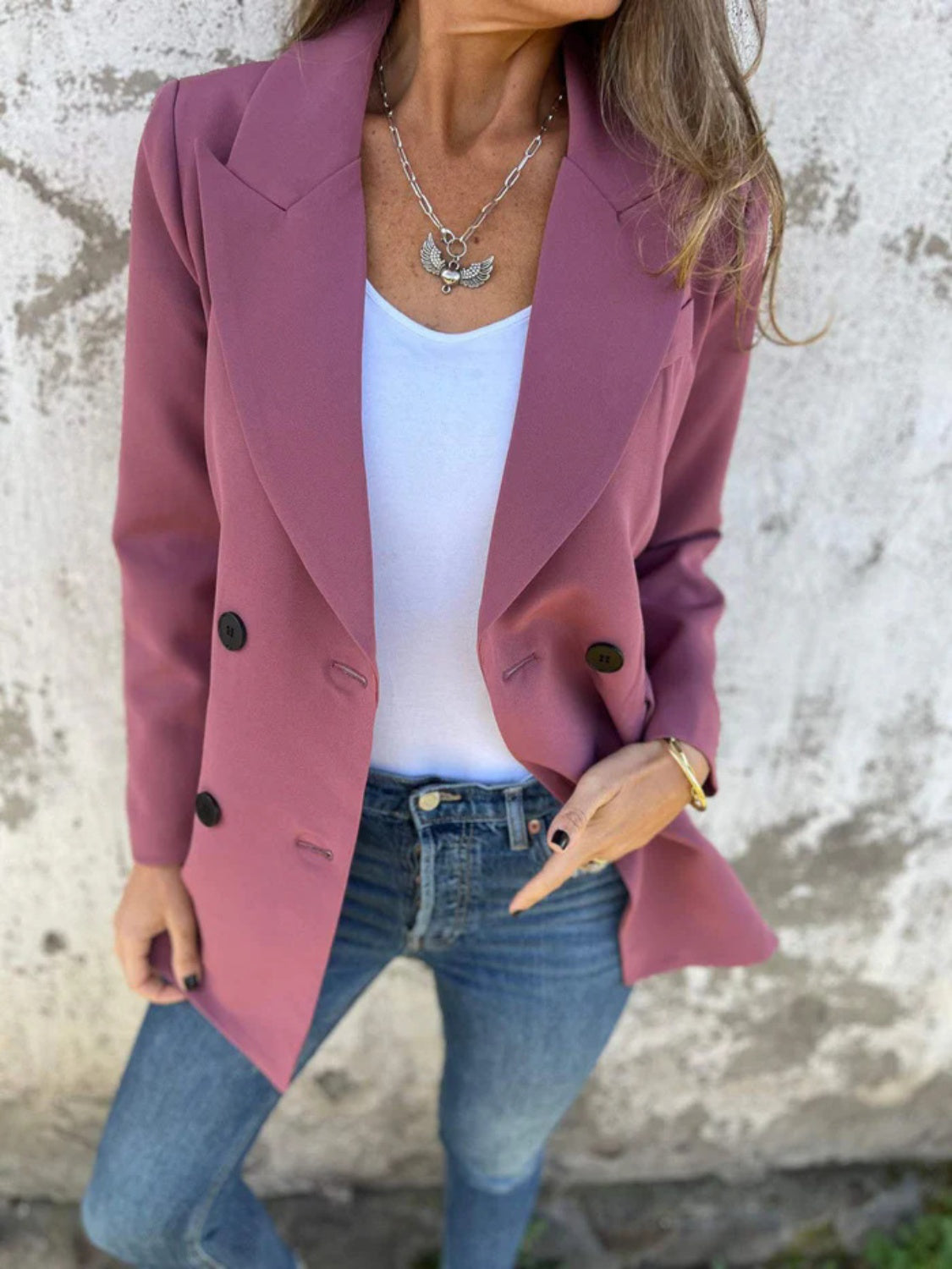 She Wears Glory “Mantled with Grace” Full-Length Collared Blaze - She Wears Glory Beverly Hills