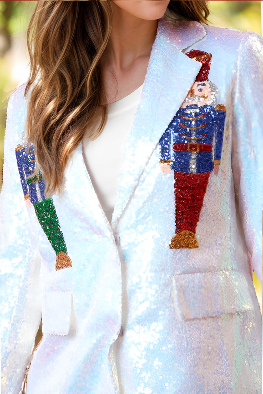 She Wears Glory “Victory March” Sequin Nutcracker Long Sleeve Blazer - She Wears Glory Beverly Hills