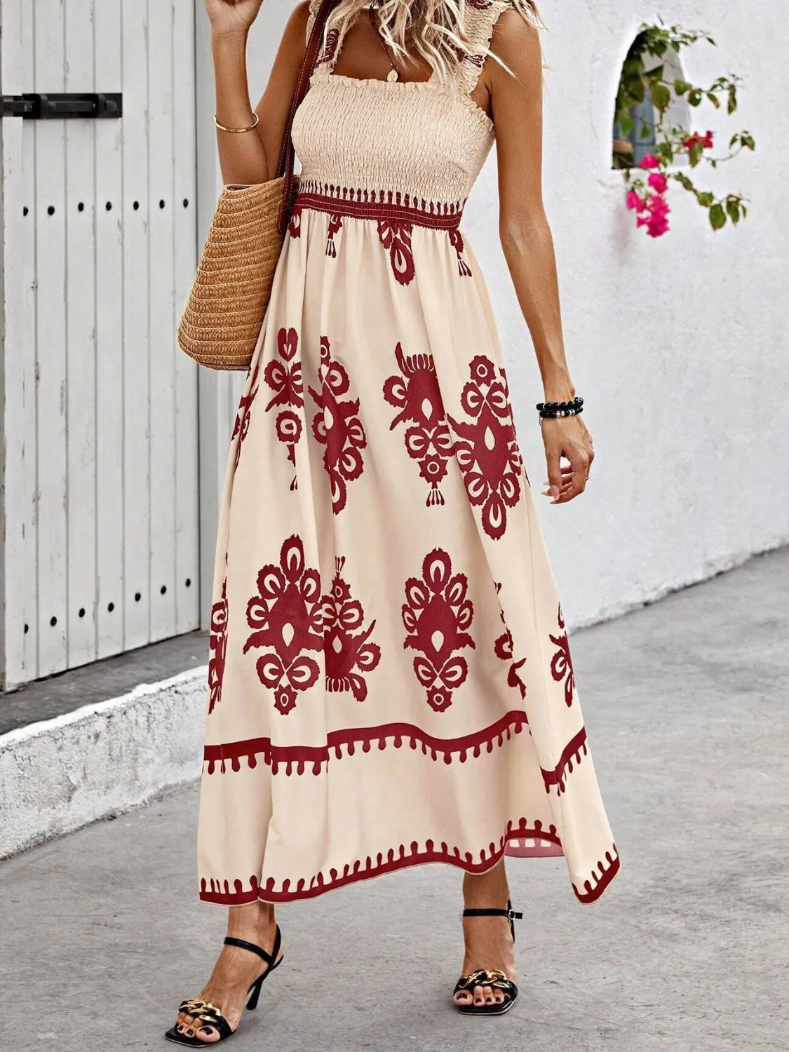 She Wears Glory “Clothed in Praise” Smocked Wide Strap Maxi Dress - She Wears Glory Beverly Hills