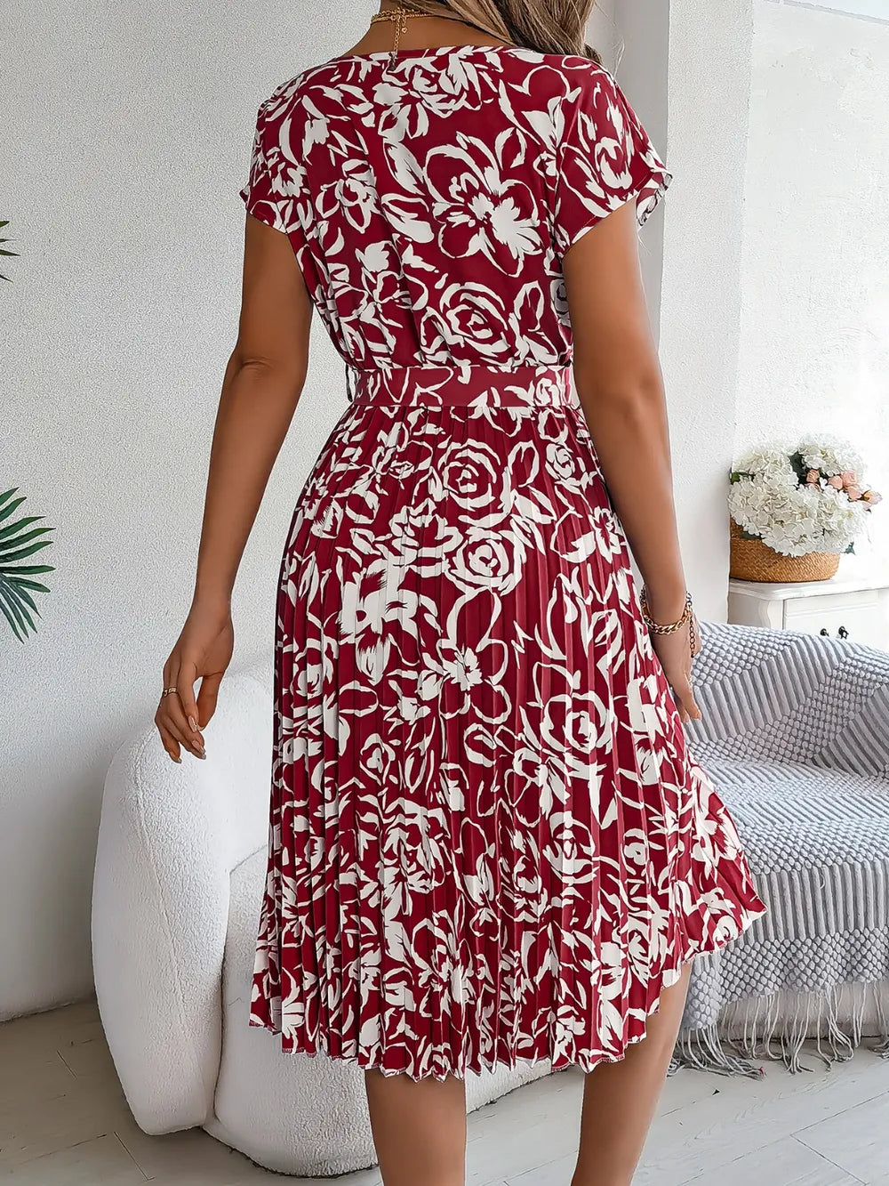 She Wears Glory “Leah’s Promise” Pleated Tie-Waist Dress - She Wears Glory Beverly Hills