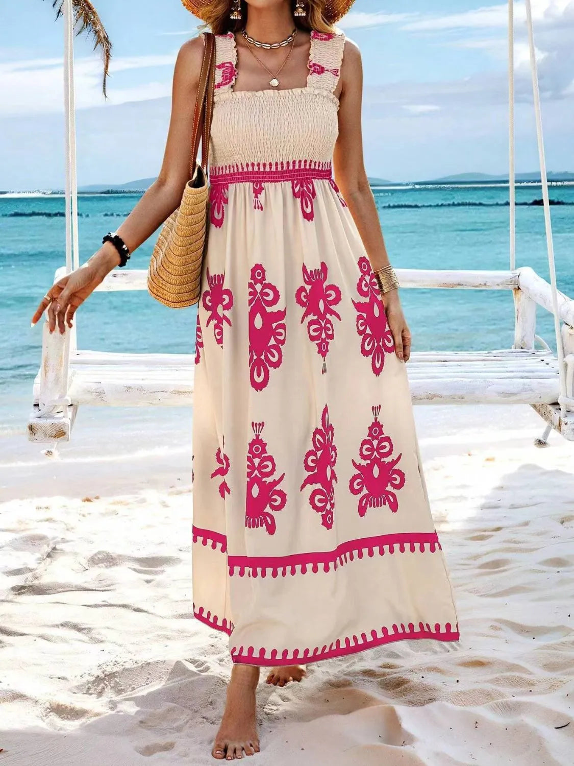 She Wears Glory “Clothed in Praise” Smocked Wide Strap Maxi Dress - She Wears Glory Beverly Hills