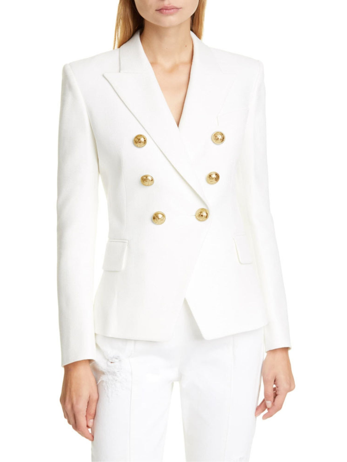 She Wears Glory “Established in Grace” Lapel Collar Buttoned Blazer - She Wears Glory Beverly Hills