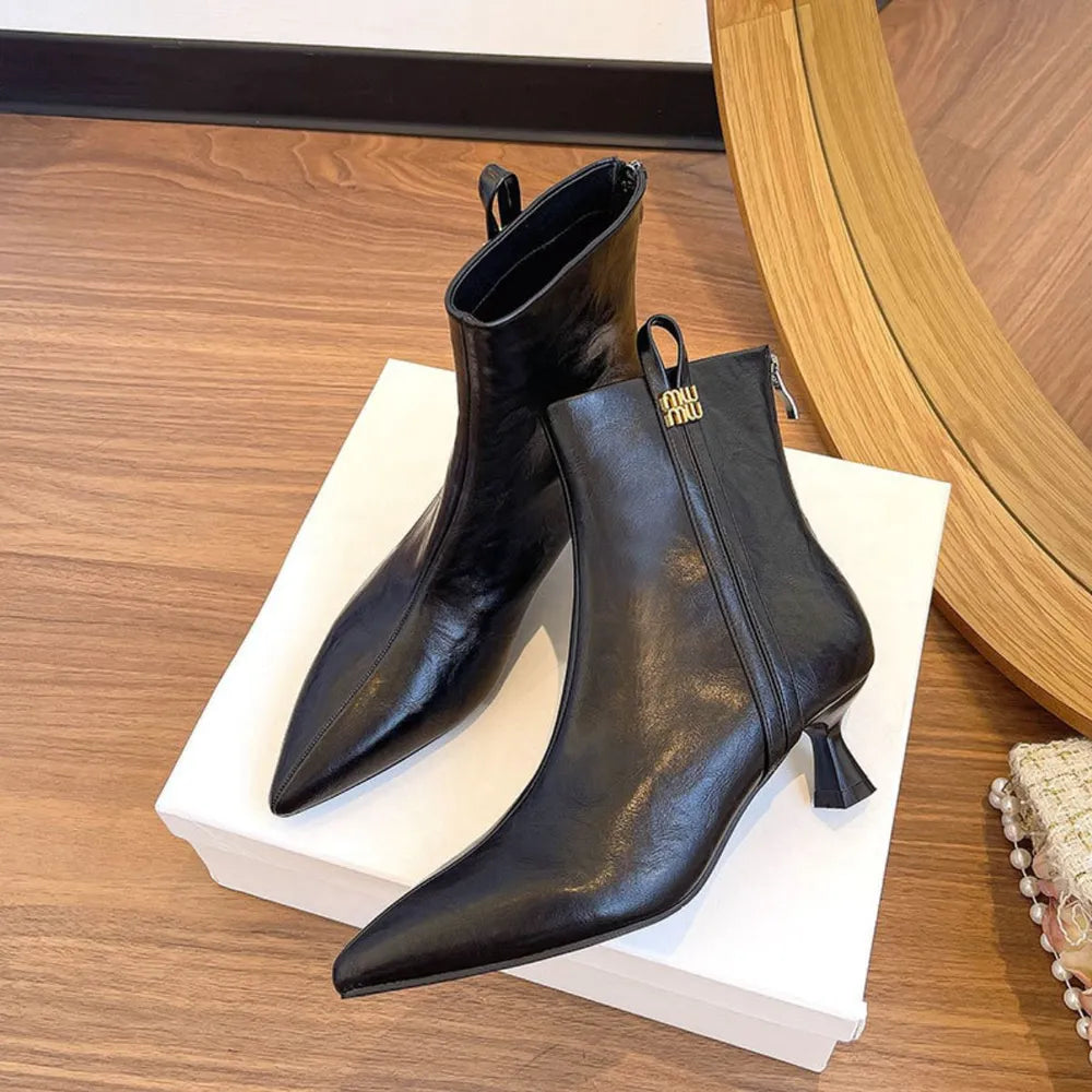 She Wears Glory™ Point Toe Kitten Heels Boots - She Wears Glory Beverly Hills