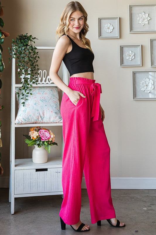 She Wears Glory™ “Walk of Purpose” Front Tie Paperbag Waist Pants - She Wears Glory Beverly Hills