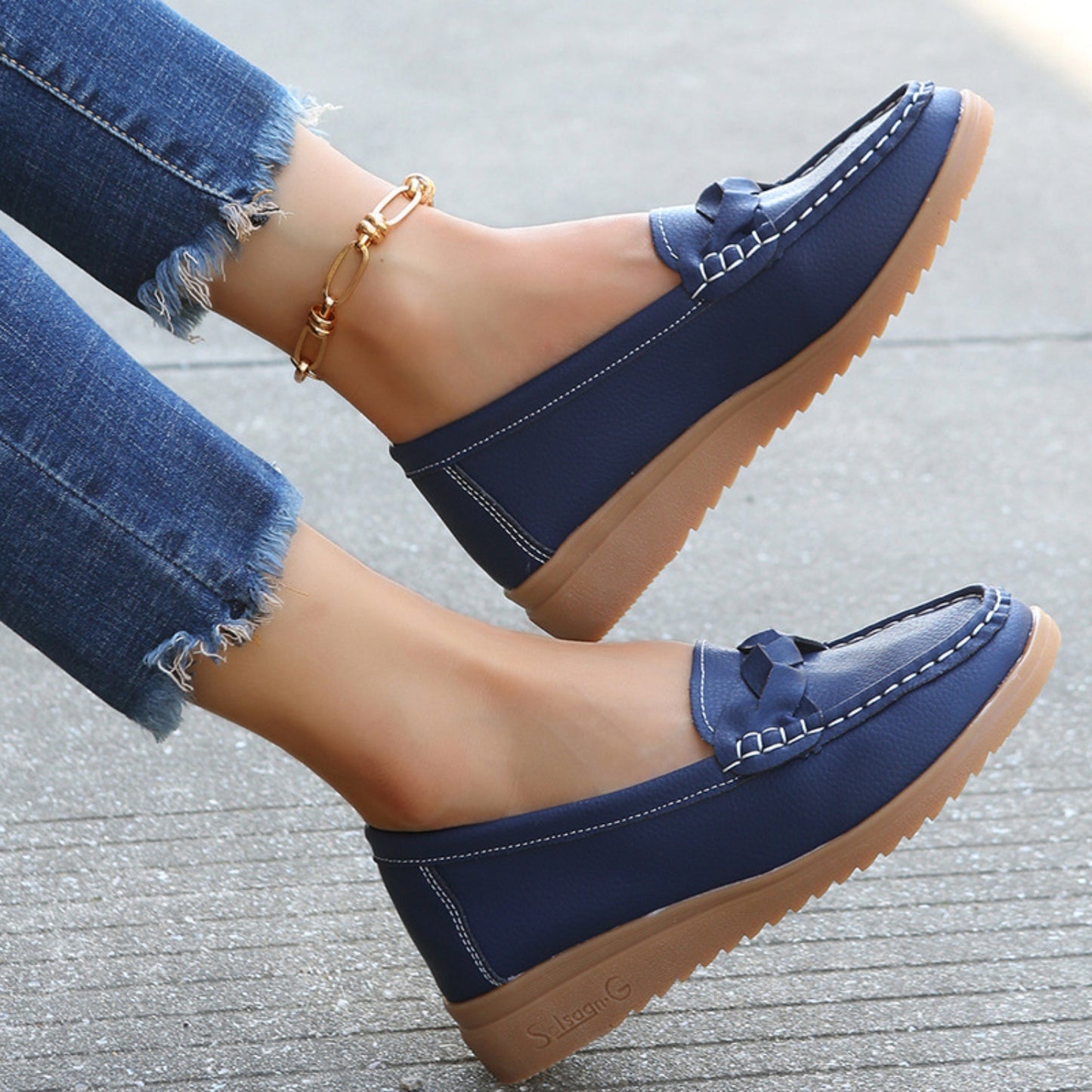 She Wears Glory™ — Divine Weave Wedge Heeled Loafers - She Wears Glory Beverly Hills