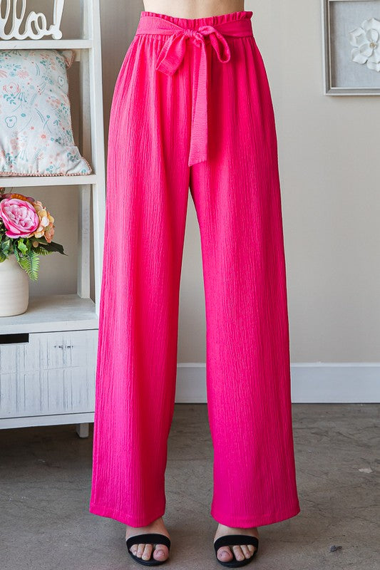 She Wears Glory™ “Walk of Purpose” Front Tie Paperbag Waist Pants - She Wears Glory Beverly Hills