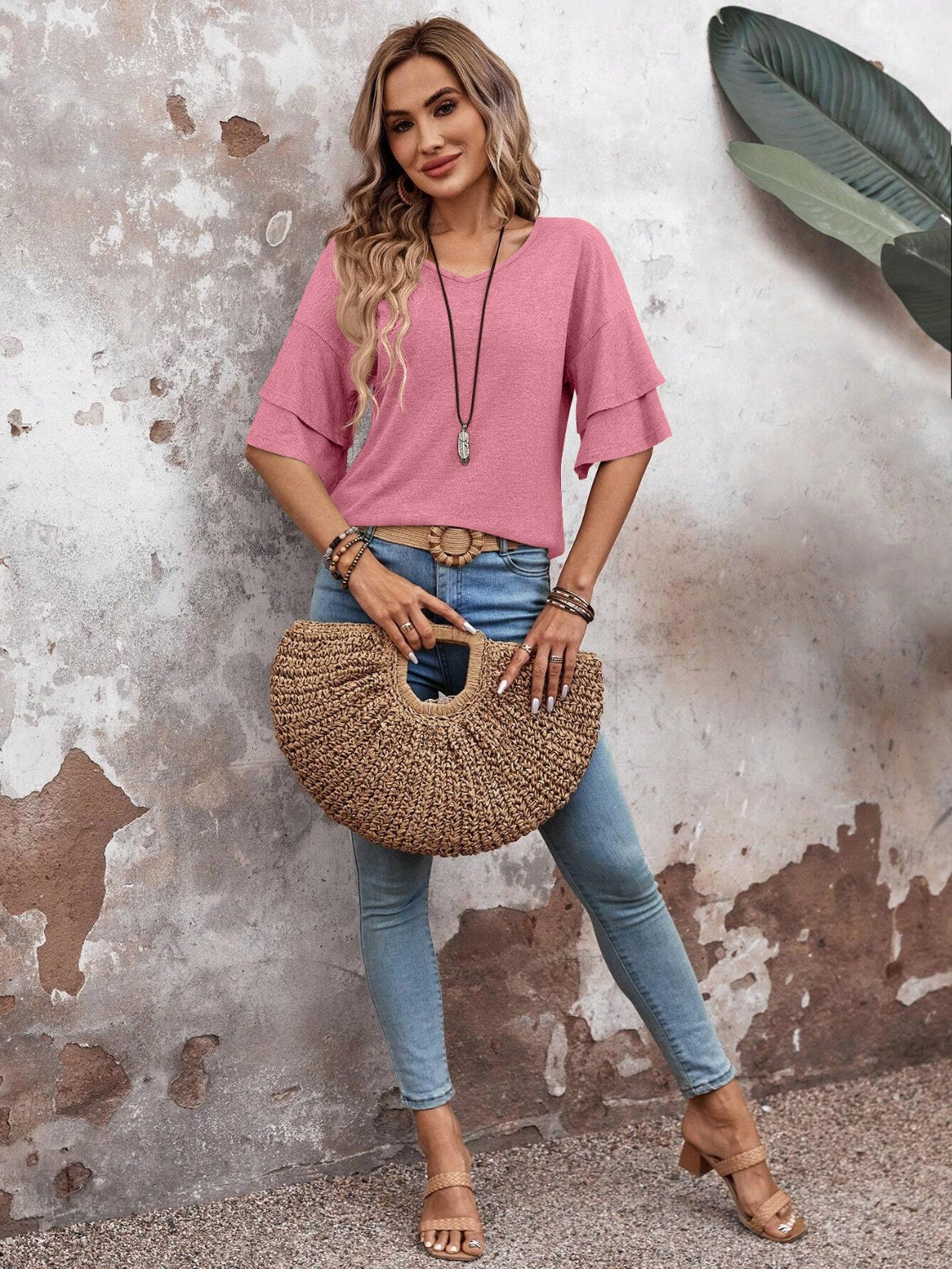 She Wears Glory™ — Chosen in Stillness V-Neck Blouse - She Wears Glory Beverly Hills