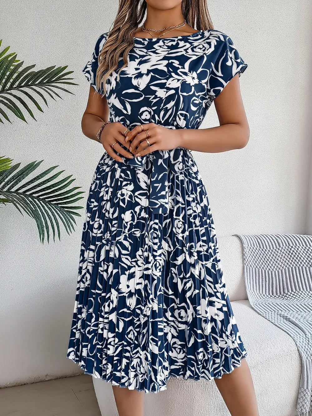 She Wears Glory “Leah’s Promise” Pleated Tie-Waist Dress - She Wears Glory Beverly Hills