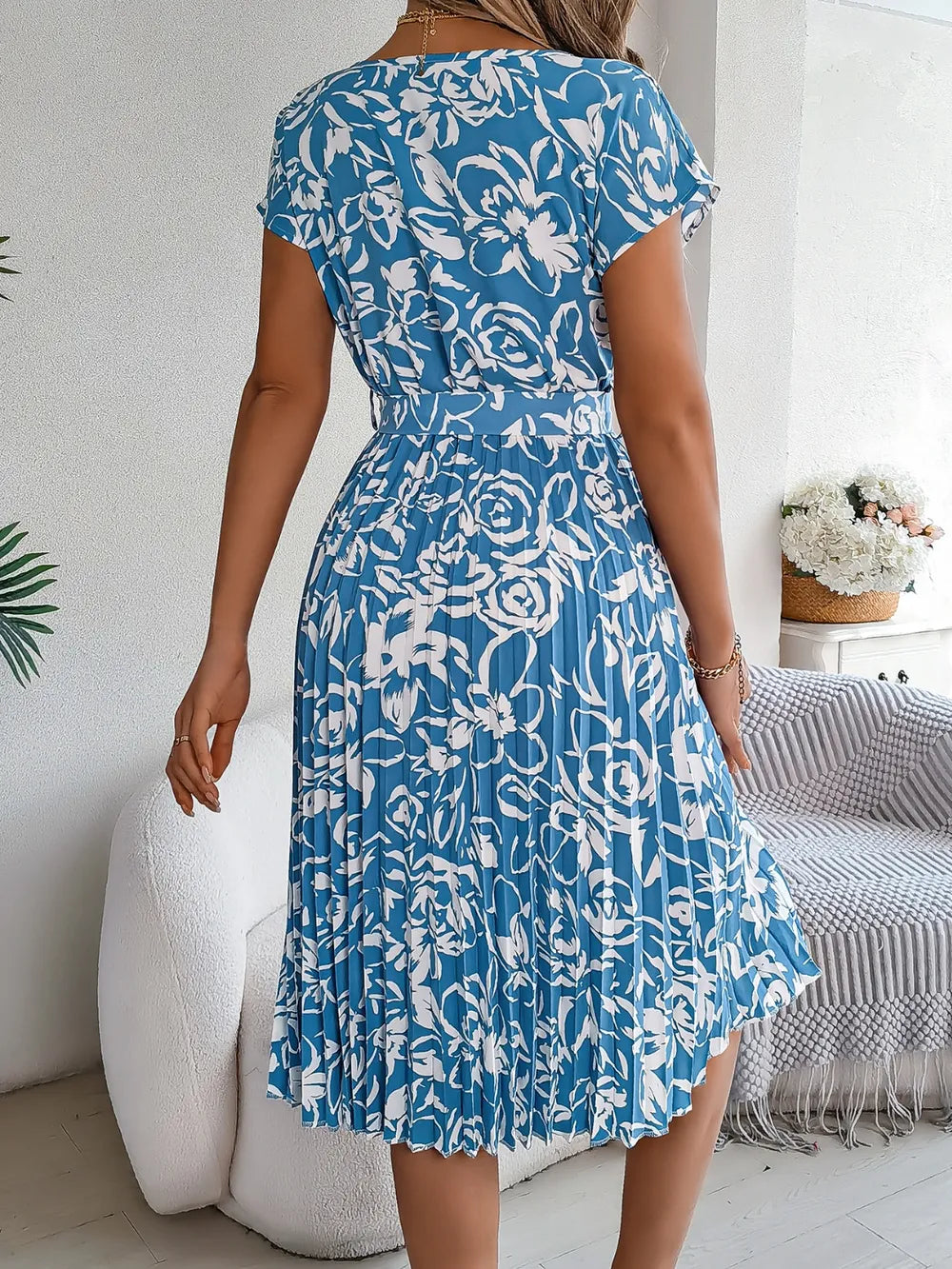 She Wears Glory “Leah’s Promise” Pleated Tie-Waist Dress - She Wears Glory Beverly Hills