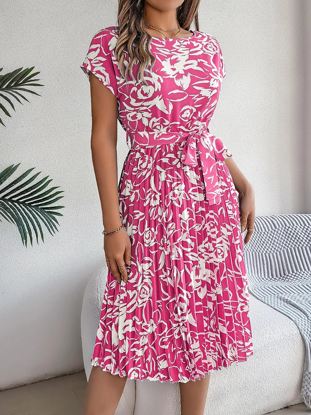 She Wears Glory “Leah’s Promise” Pleated Tie-Waist Dress - She Wears Glory Beverly Hills