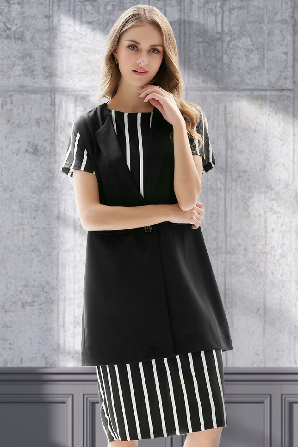 She Wears Glory™ One-Button Sleeveless Longline Blazer - She Wears Glory Beverly Hills