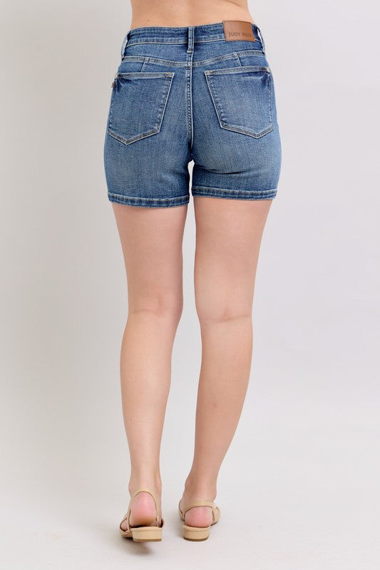She Wears Glory™ High Waist Denim Shorts – Covered, Confident, and Called - She Wears Glory Beverly Hills
