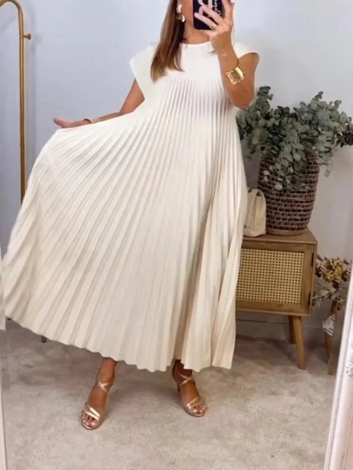 She Wears Glory™ “Heavenly Majesty” Pleated Pocketed Maxi Dress — Full Size - She Wears Glory Beverly Hills