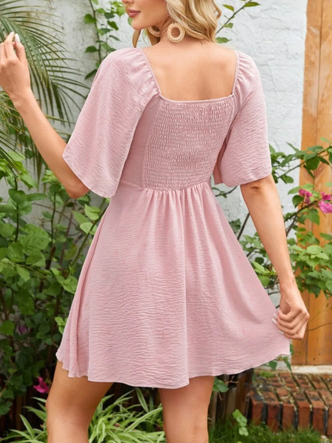 She Wears Glory™ Knotted Flutter Sleeve Dress – Soft to the Touch, Firm in the Faith - She Wears Glory Beverly Hills