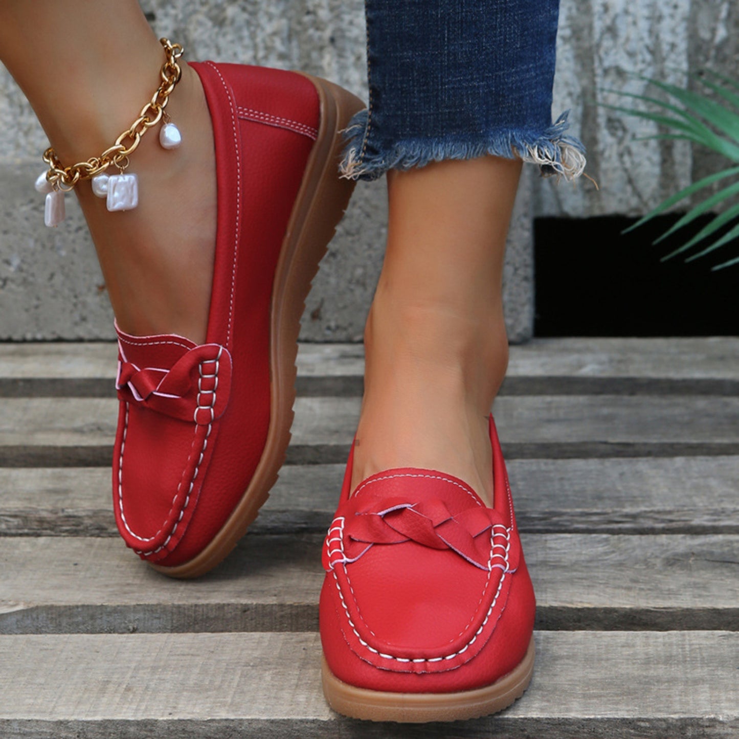She Wears Glory™ — Divine Weave Wedge Heeled Loafers - She Wears Glory Beverly Hills