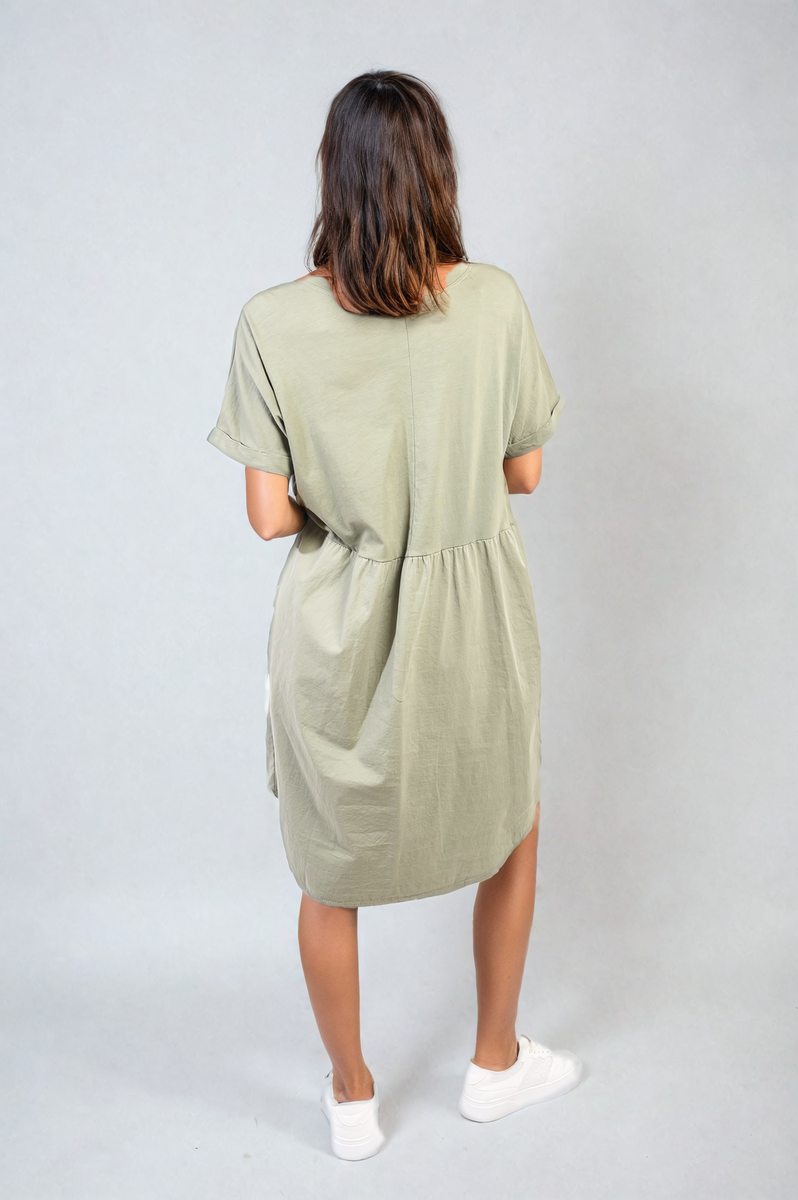She Wears Glory™ Short Sleeve Button Front Midi Dress
