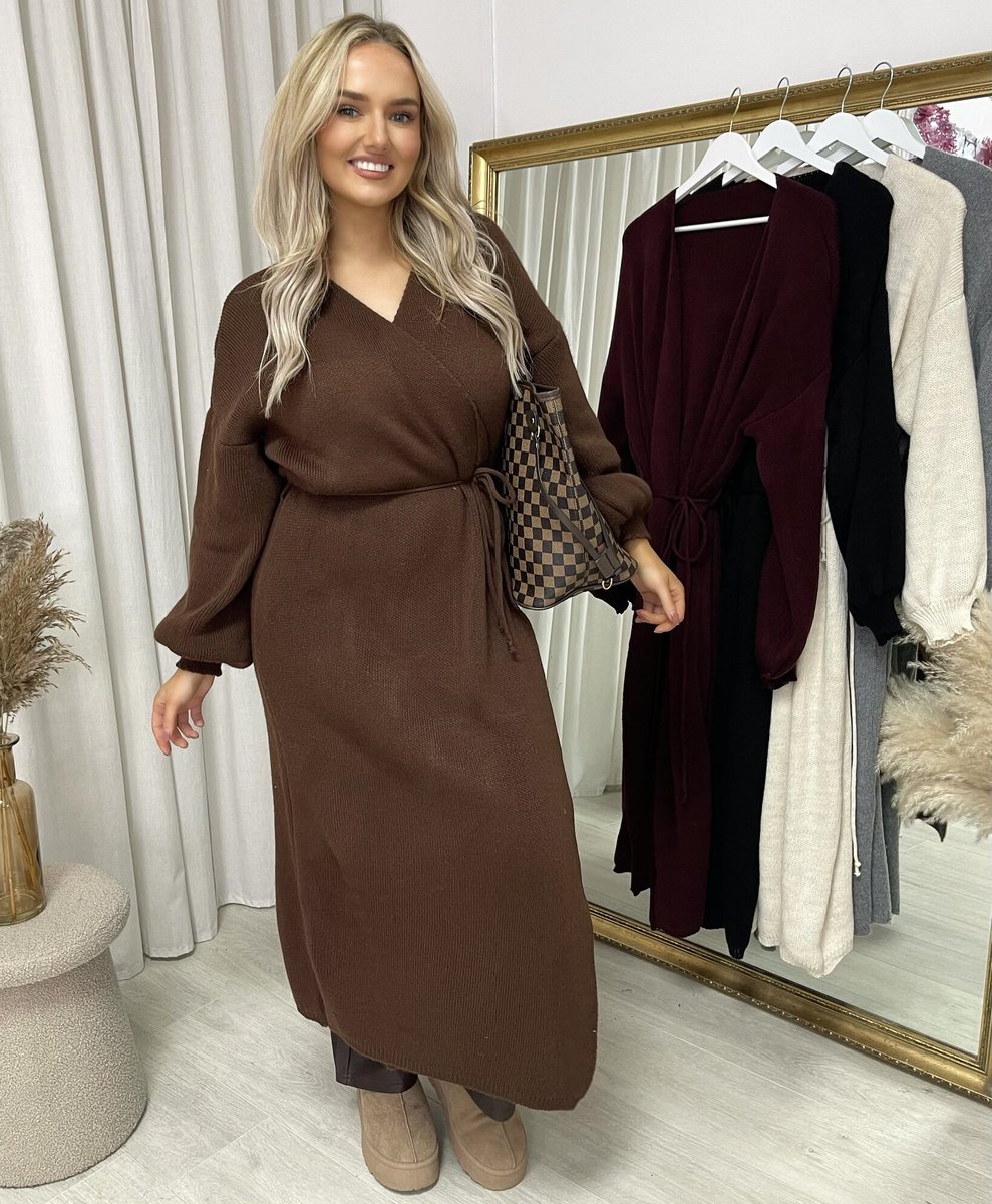 Knitted Long Sleeve Belted Cardigan - She Wears Glory Beverly Hills