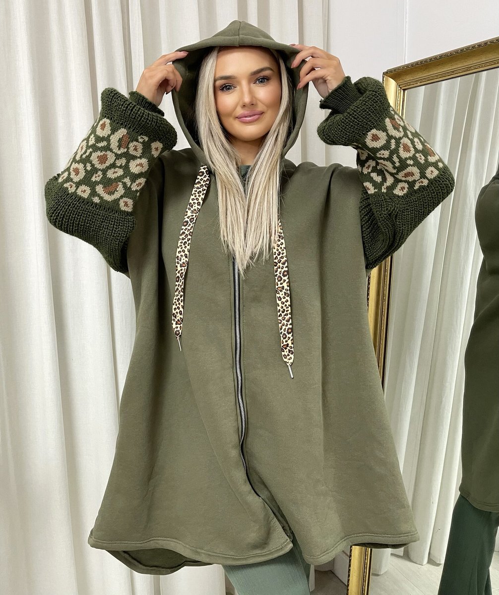 Leopard Print Knitted Sleeve Hoodie - She Wears Glory Beverly Hills