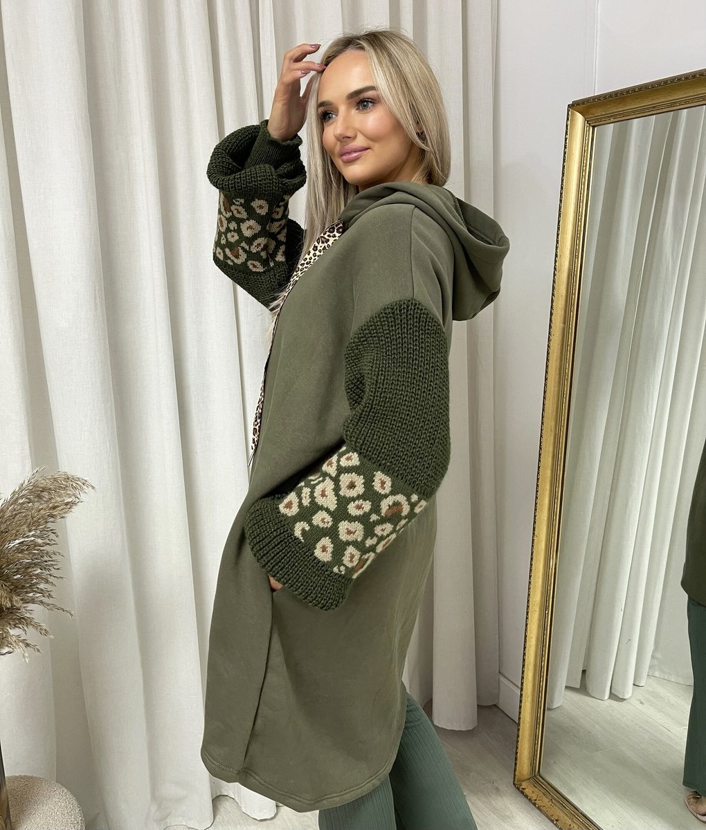 Leopard Print Knitted Sleeve Hoodie - She Wears Glory Beverly Hills