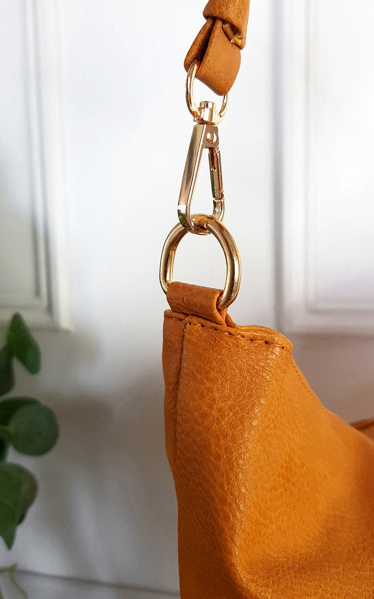 She Wears Glory™ Faux Leather Shoulder Bag with Side Pocket Zip Detail
