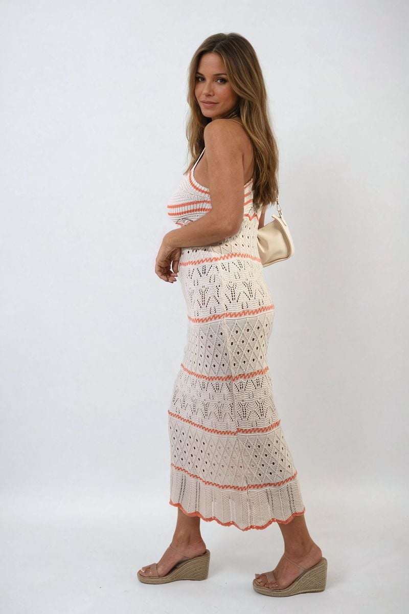 She Wears Glory™ Strappy Long Knitted Stripe Cami Dress