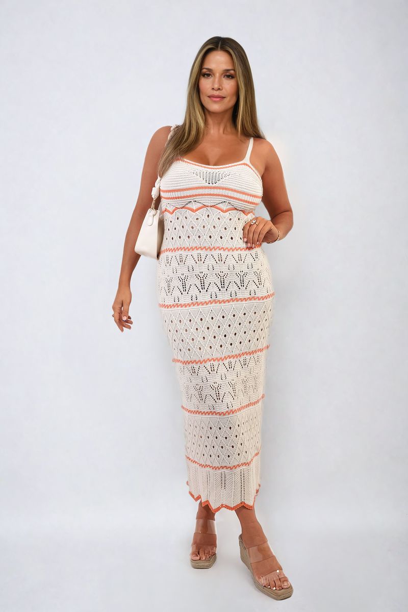 She Wears Glory™ Strappy Long Knitted Stripe Cami Dress