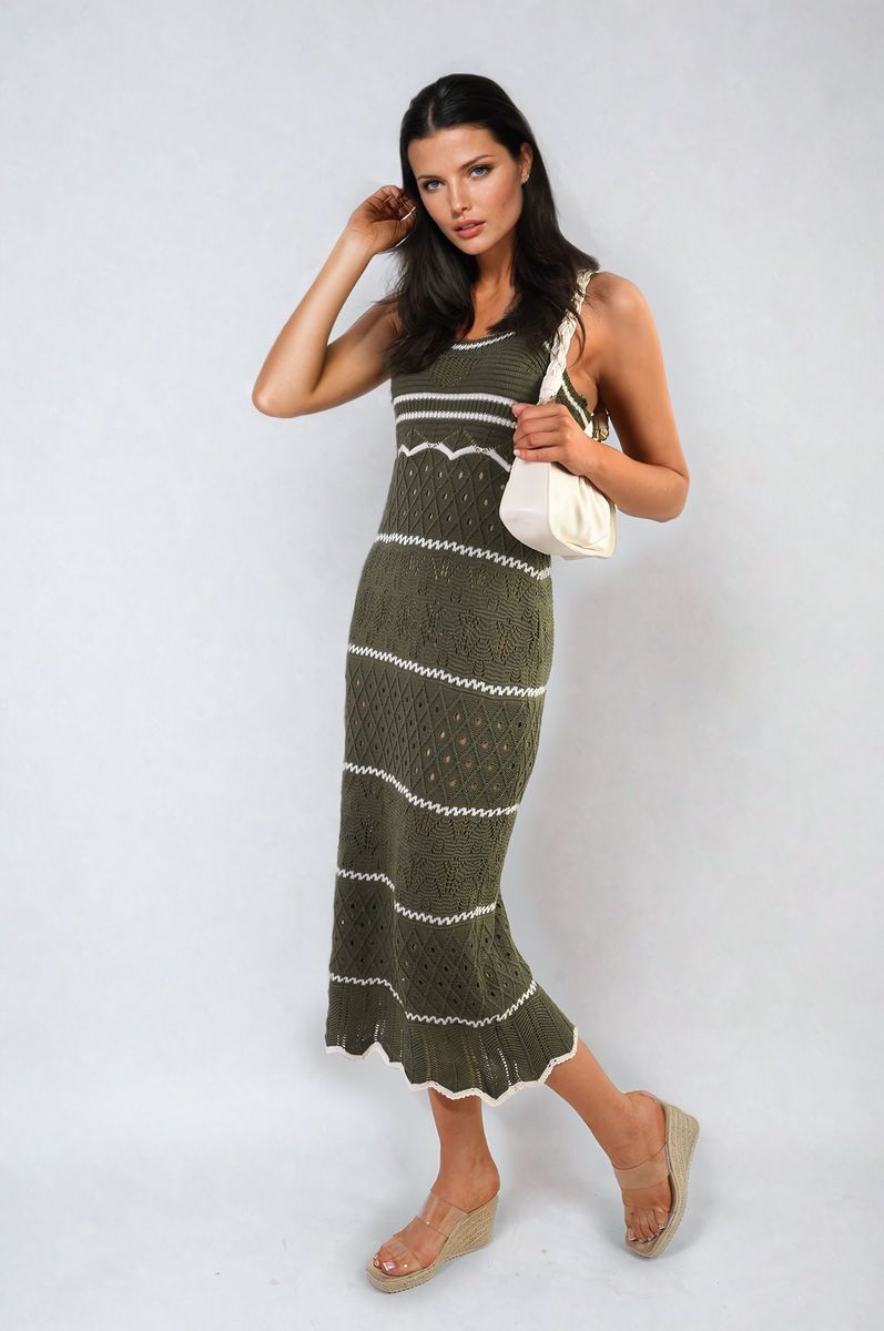 She Wears Glory™ Strappy Long Knitted Stripe Cami Dress